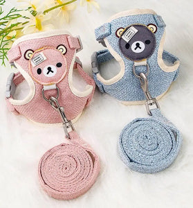 Adjustable Cat & Dog Harness with Leash - Cute Mesh Vest