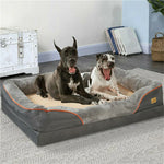Jumbo Orthopedic Memory Foam Dog Sofa with Bolster, Waterproof, Removable Cover, and Elevated Cushion