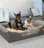 Jumbo Orthopedic Memory Foam Dog Sofa with Bolster, Waterproof, Removable Cover, and Elevated Cushion