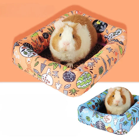 Summer Cooling Mat for Small Pets - Rattan, Cute Print, Fits Guinea Pigs, Hamsters, and Chinchillas