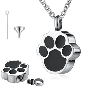 Pet Paw Print Cremation Necklace – Memorial Ashes Keepsake for Men & Women