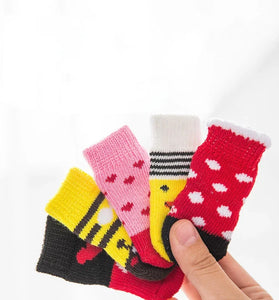 4Pcs Cute Pet Dog Socks, Anti-Slip Paw Protectors for Small Breeds (Chihuahua, Yorkie, Spitz)