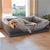 Jumbo Orthopedic Memory Foam Dog Sofa with Bolster, Waterproof, Removable Cover, and Elevated Cushion