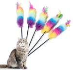 Colorful Feather Teaser Wand - Interactive Cat Toy for Play & Exercise