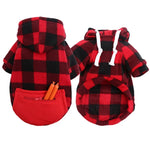Winter Dog Hoodie - Warm Plaid Jacket with Pocket for Small to Large Dogs