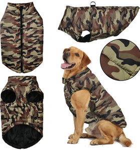 Winter Dog Coat - Waterproof Camouflage Jacket for Large Dogs, Labrador & Pets