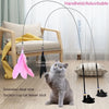Cat Teaser Stick with Bell & Suction Cup - Durable Feather Toy