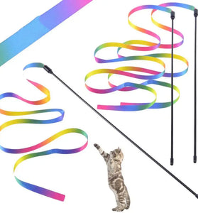 Rainbow Strips Cat Teaser Wand - Interactive Toy for Cats