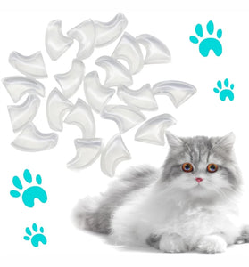 20pcs Transparent PVC Cat Nail Caps – Soft Claws for Pets, Sizes XS–L