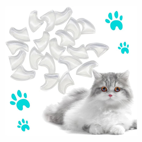 20pcs Transparent PVC Cat Nail Caps – Soft Claws for Pets, Sizes XS–L