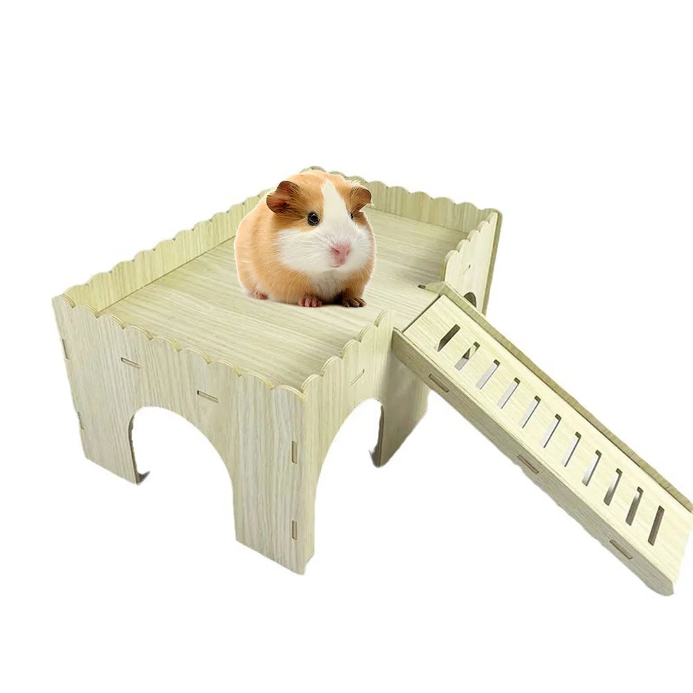 Guinea Pig Castle Hideout with Stairs & Doors - Small Pet Habitat