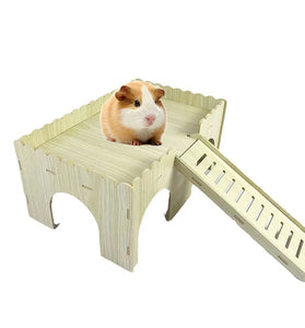 Guinea Pig Castle Hideout with Stairs & Doors - Small Pet Habitat