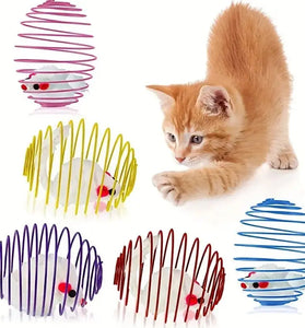 Interactive Cat Toy Balls - Stretchable Springs & Rolling Caged Rats