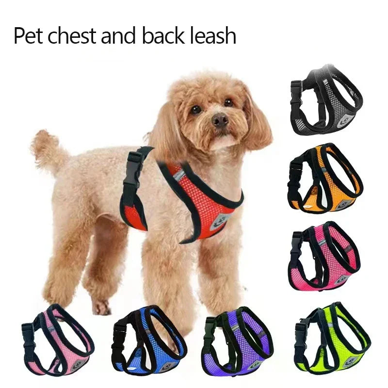 Adjustable Cat & Dog Harness – Mesh Vest with Leash for Small & Medium Pets