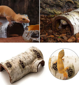 Lizard & Turtle Hide Cave – Resin Tree Bark Shelter for Reptile Habitat and Aquarium Decor
