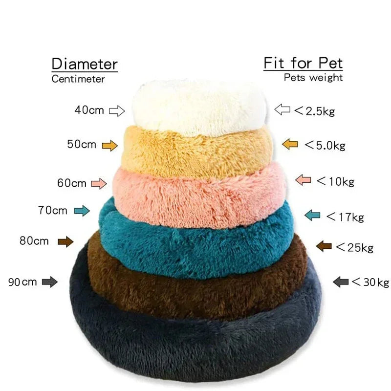 40-90cm Round Pet Bed – Super Soft Plush Bed for Medium to Large Dogs, Winter Warm Sleeping