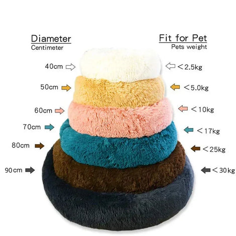 40-90cm Round Pet Bed – Super Soft Plush Bed for Medium to Large Dogs, Winter Warm Sleeping