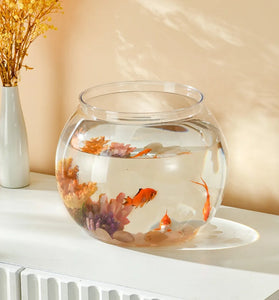 Clear Round Fish Tank - Portable Small Aquarium Bowl for Ornamental Fish