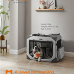 Collapsible XL Dog Crate with Metal Frame, Oxford Fabric, Mesh, and Handle