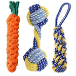 Carrot Knot Rope Dog Toy - Durable Cotton Chew Ball & Dumbbell