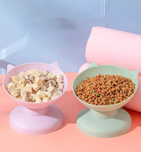 Pet Food Bowl with Tilted Design & Anti-Choking Feature for Dogs & Cats