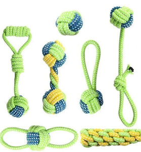 Interactive Cotton Rope Dog Toy - Ball & Toothbrush Chew for Puppies