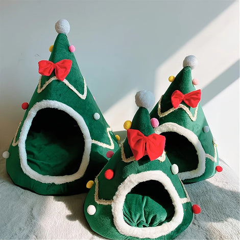 Christmas Cat & Dog Bed, Warm Winter Pet Bed