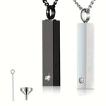 Stainless Steel Memorial Bar Pendant – Ashes Keepsake Necklace for Men & Women