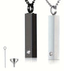 Stainless Steel Memorial Bar Pendant – Ashes Keepsake Necklace for Men & Women