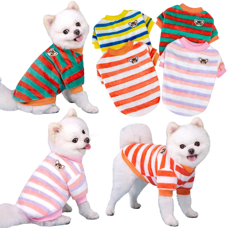 Rainbow Dog Clothes - Warm Fleece Vest & T-Shirt for Dogs & Cats