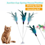 Interactive Spring Cat Toy with Suction Cup & Feather Mouse