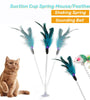 Interactive Spring Cat Toy with Suction Cup & Feather Mouse