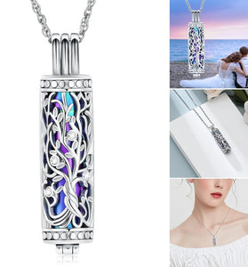 Tree of Life Cylinder Urn Necklace – Ashes Memorial Jewelry for Men & Women