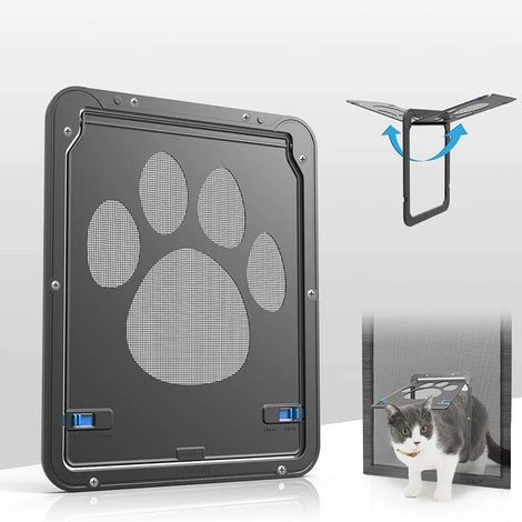 Lockable Magnetic Pet Door – Outdoor Screen Gate with Self-Closing Flap for Dogs & Cats