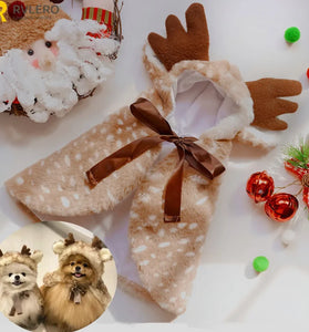 Christmas Pet Apparel - Elk Cloak & Hat for Dogs & Cats