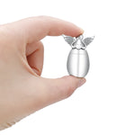 Small Keepsake Urn with Angel Wings - Mini Stainless Steel Cremation Urn for Ashes