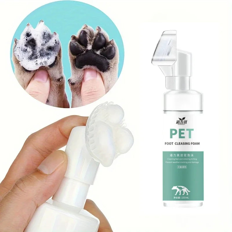 150ML Pet Foot Cleaner with Paw Foam & Silicone Massager