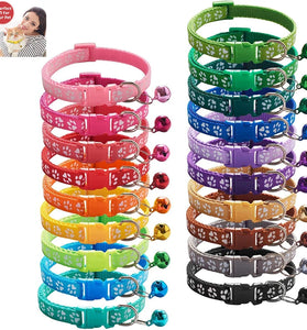 Pet Collar with Bell & Paw Print Pattern