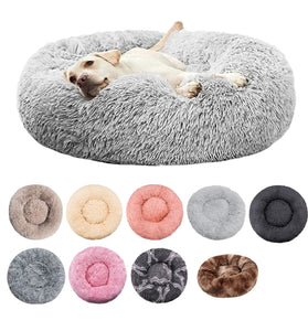 Round Dog Bed, Winter Warm Plush Basket, Washable for Small to Large Dogs & Cats