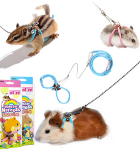 Adjustable Small Pet Harness and Leash for Hamsters, Guinea Pigs, and Birds