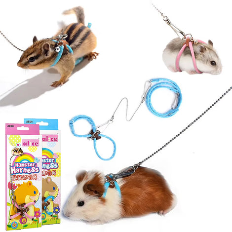 Adjustable Small Pet Harness and Leash for Hamsters, Guinea Pigs, and Birds