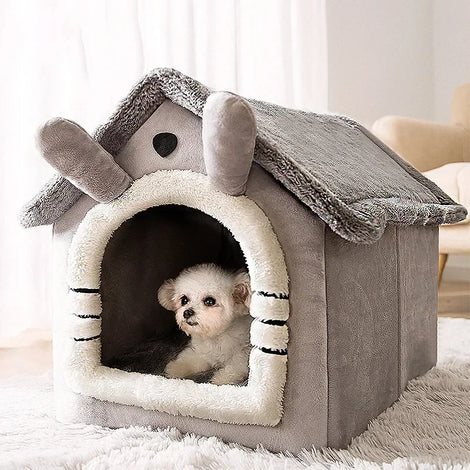 Folding Pet House for Small to Medium Dogs & Cats, Winter Mattress & Puppy Basket