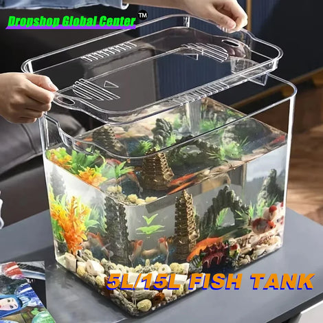 Transparent Acrylic Fish Tank - Ecological Breeding Box for Desktop Landscaping