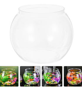 Plastic Round Fish Bowl - Unbreakable Clear Aquarium Globe & Hydroponic Planter for Goldfish