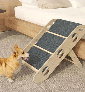 Wooden Pet Stairs – Foldable 3-Tier Ramp for Small Pets, Up to 30kg