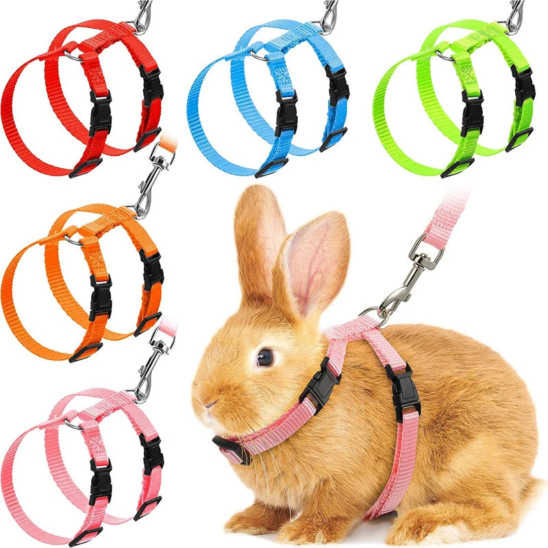 Adjustable Rabbit & Cat Harness and Leash Set for Outdoor Walking