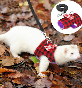 Small Pet Harness and Leash Set – Adjustable Denim Vest for Guinea Pigs, Rabbits, Hamsters, and Ferrets