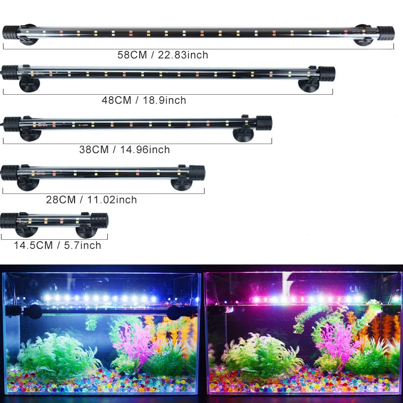 14-58CM Submersible LED Aquarium Light, Waterproof Fish Tank Lamp for Underwater Lighting