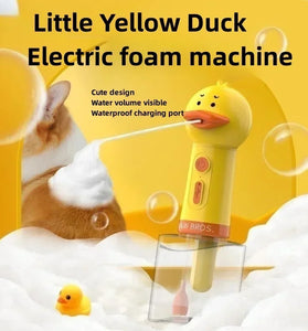 Yellow Duck Electric Pet Bath Foam Dispenser - USB Rechargeable Automatic Soap Machine