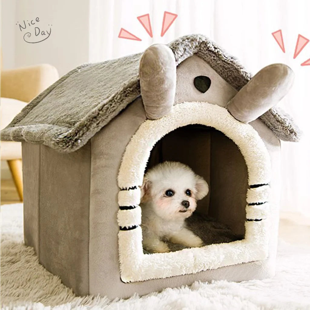 Foldable Cat/Dog Bed – Removable & Washable Pet Sleeping Bed, Indoor House Kennel